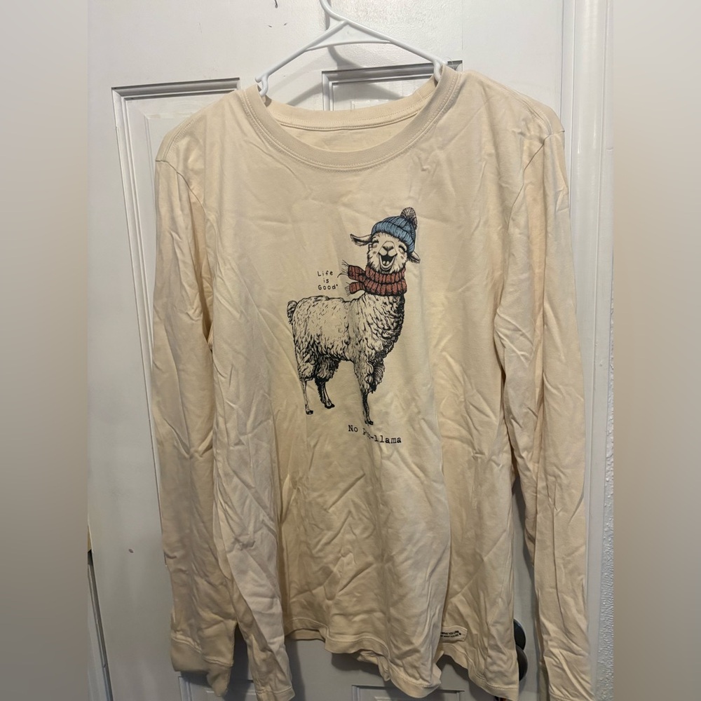 Life Is Good Llama Long Sleeve Shirt Size L